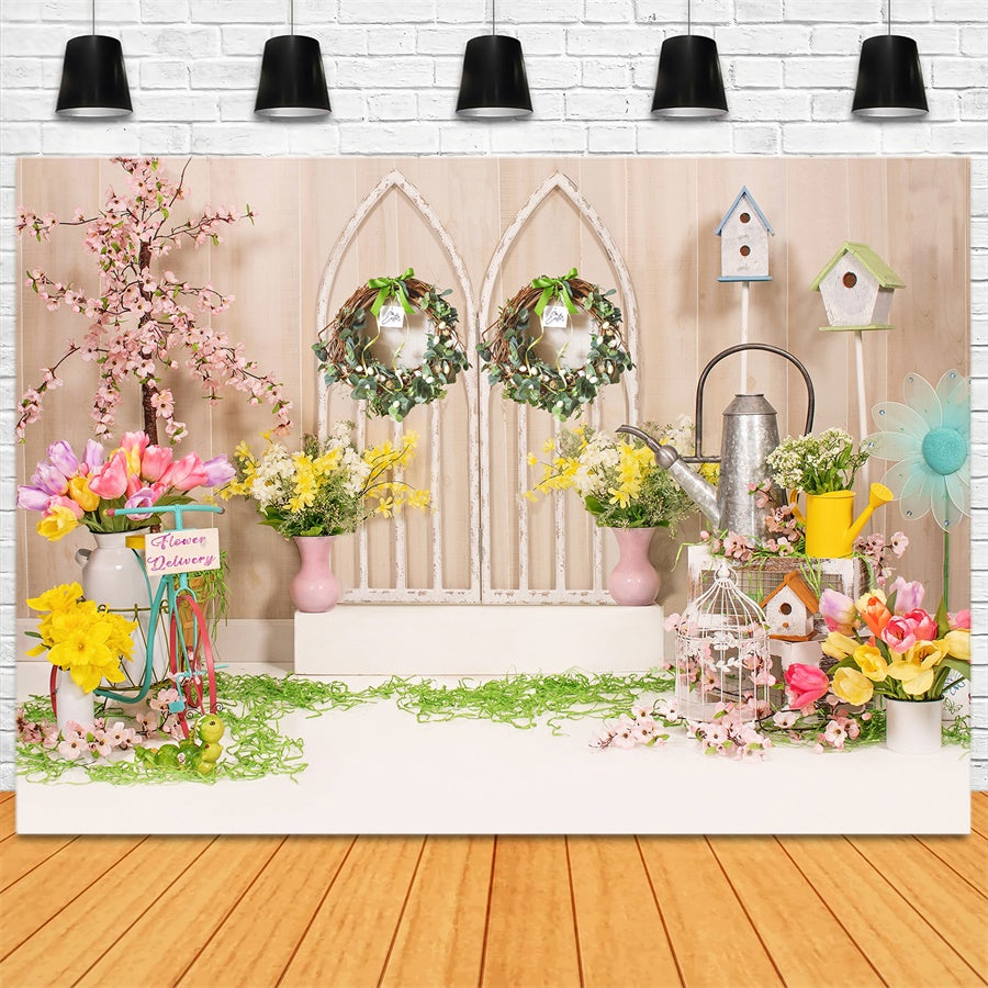 Easter Wreath Eggs Flower Backdrop M1-26