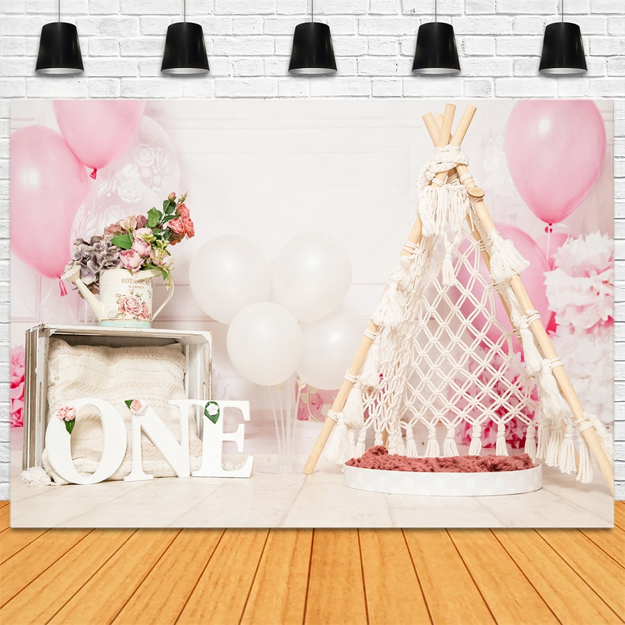 Happy Birthday Balloon Rope Weaving Tent Romantic Backdrop M1-27