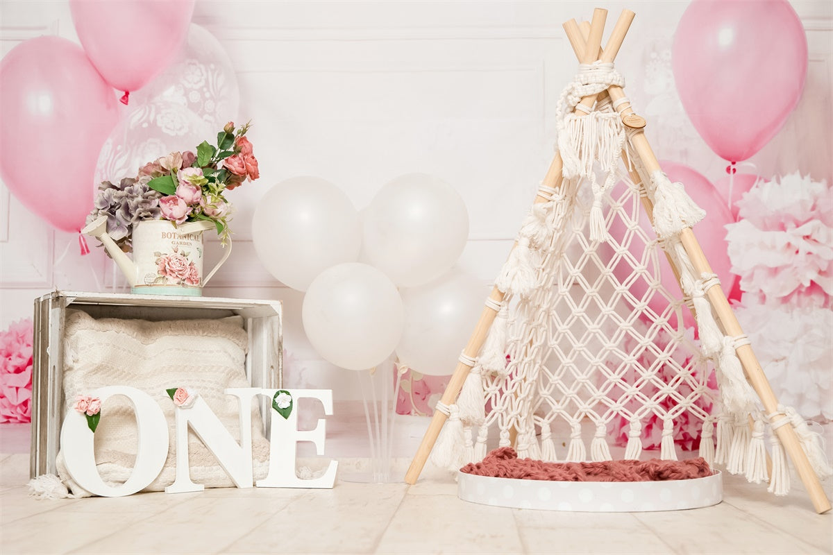 Happy Birthday Balloon Rope Weaving Tent Romantic Backdrop M1-27