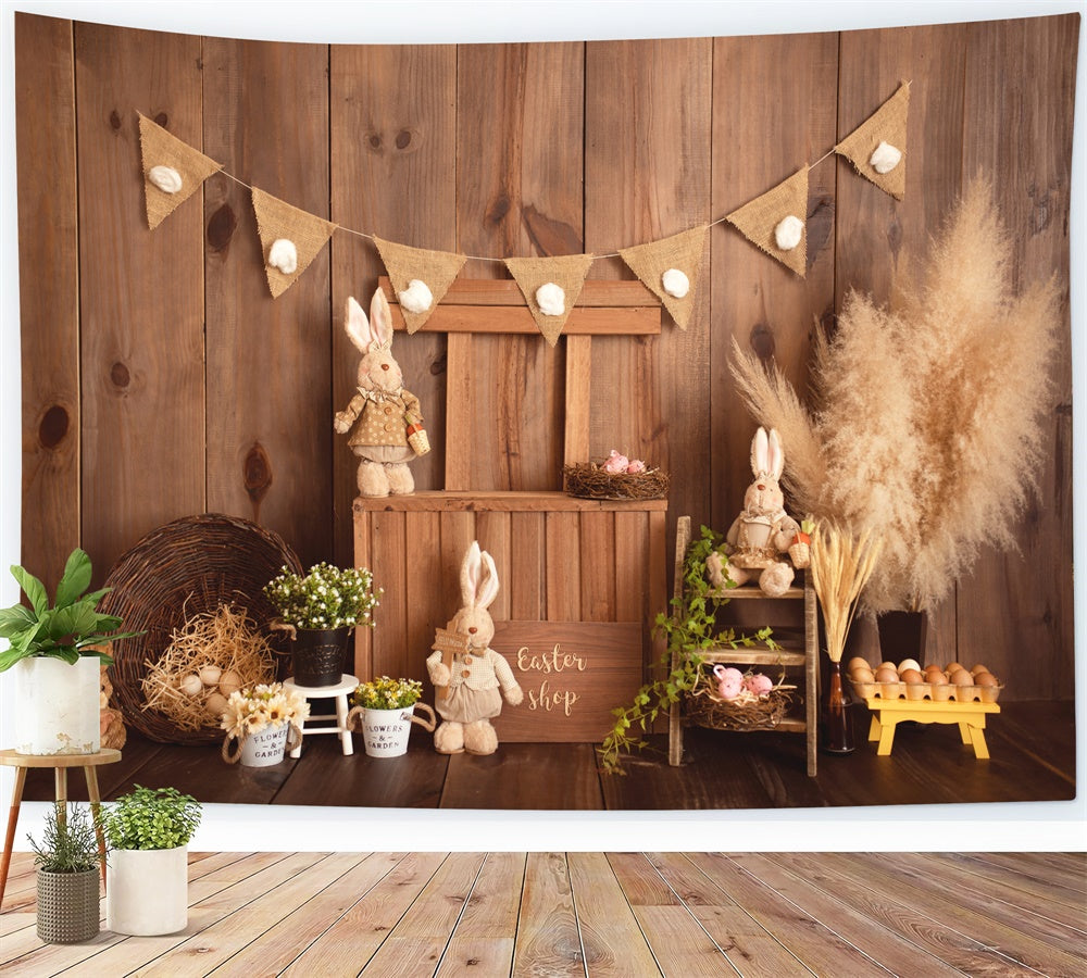 Easter Bunny Shop Wood Panel Decorative Backdrop M1-30