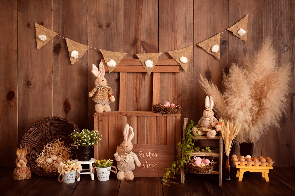 Easter Bunny Shop Wood Panel Decorative Backdrop M1-30