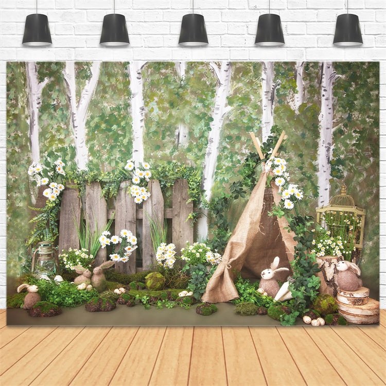 Easter Forest Camping Tent Daisy Backdrop M1-31