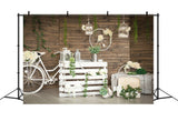 Spring Greenery Accents White Bicycle Backdrop M1-39