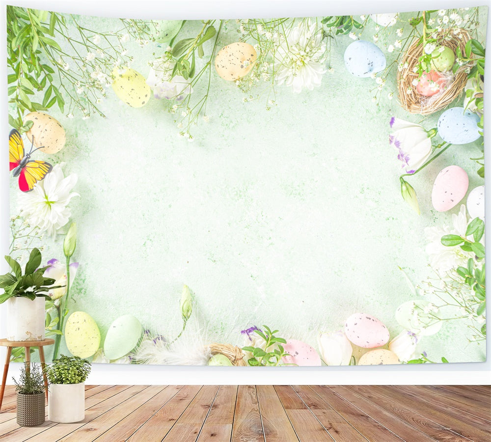 Easter Eggs Greenery Butterfly Fresh Simple Backdrop M1-44