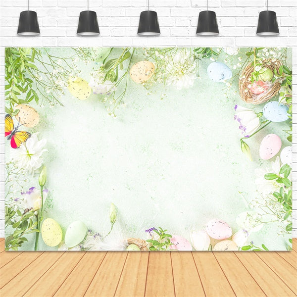 Easter Eggs Greenery Butterfly Fresh Simple Backdrop M1-44