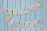 Easter Blue Boardwalk Wall Note Bunny Flags Backdrop M1-46