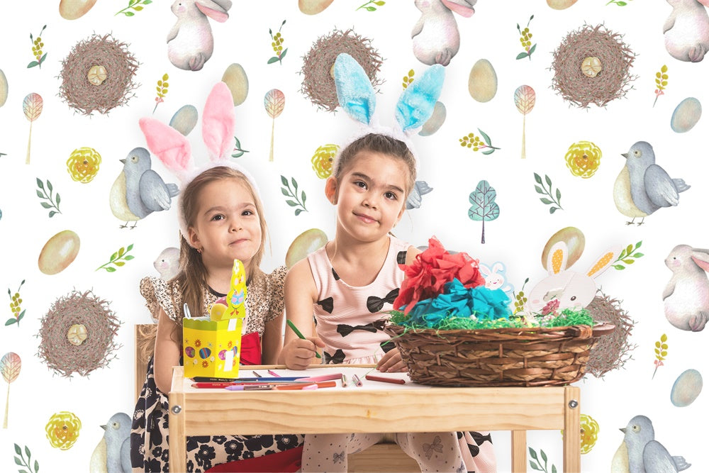 Easter Bunny Dove Birdhouse Flower Egg Backdrop M1-47