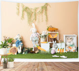 Easter Bunny Doll Carrot Lawn Backdrop M1-48