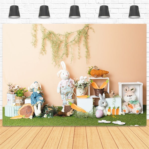 Easter Bunny Doll Carrot Lawn Backdrop M1-48