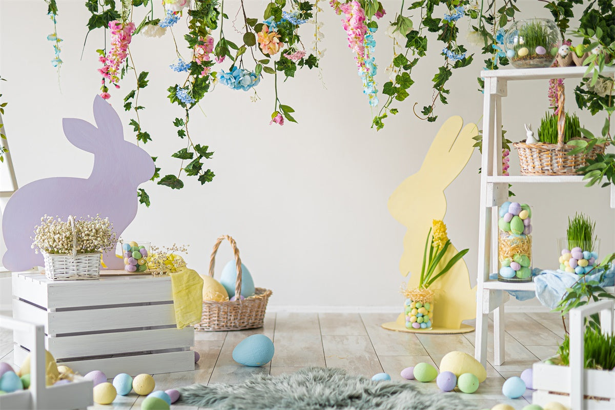 Easter Eggs Flower Greenery Bunny Fresh Backdrop M1-50