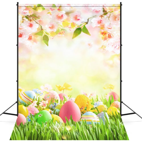 Easter Warm Spring Lawn Cherry Blossom Egg Backdrop M1-54