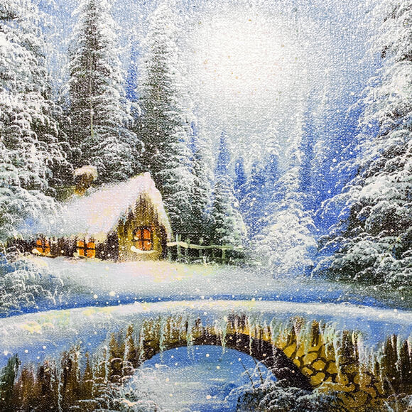 Winter Snowing Forest Landscape Backdrop M10-02