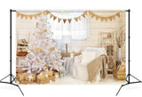 White Christmas Tree Decorated Room Backdrop M10-05