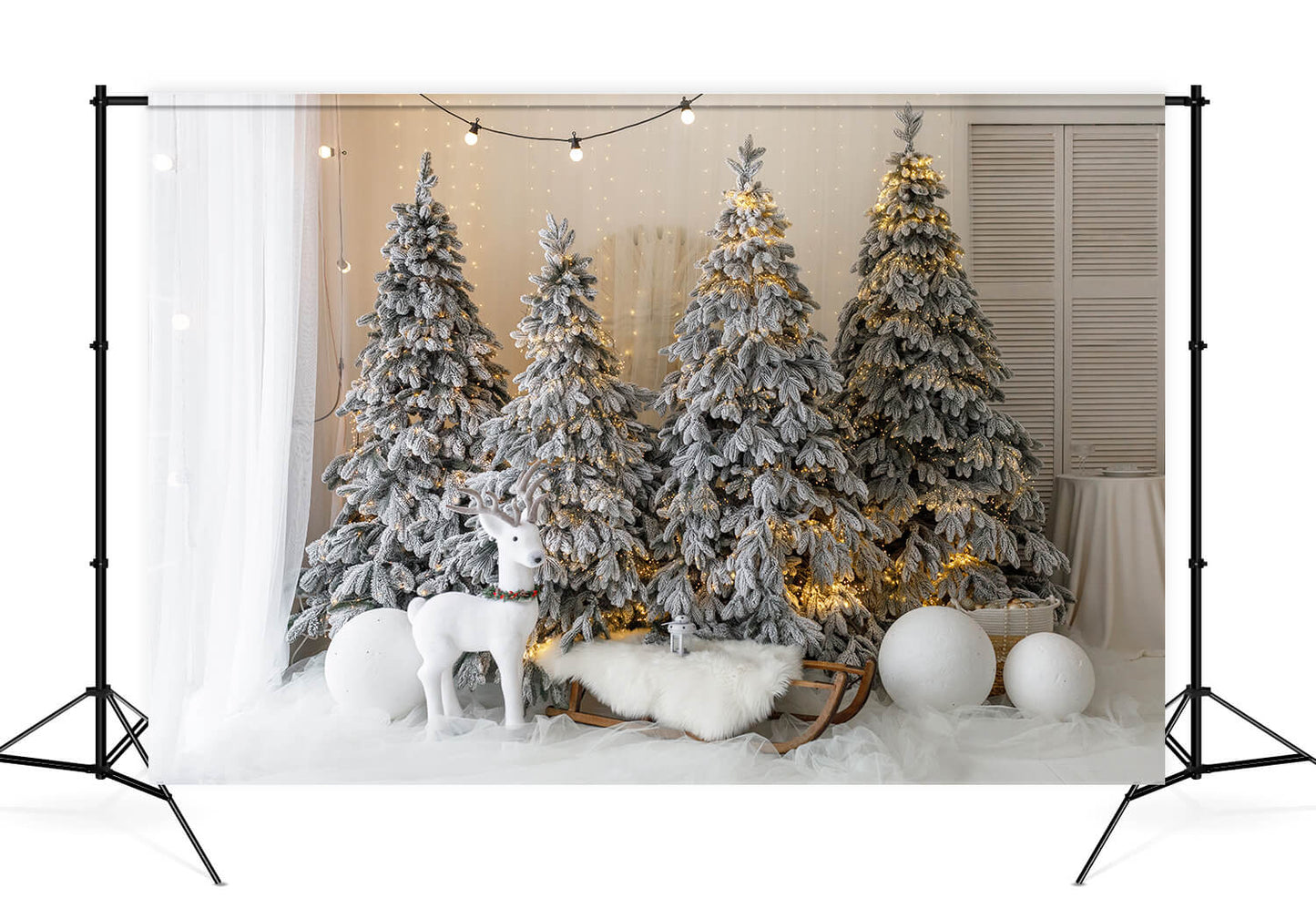Christmas Tree Elk Decoration Photography Backdrop M10-06 – Dbackdrop