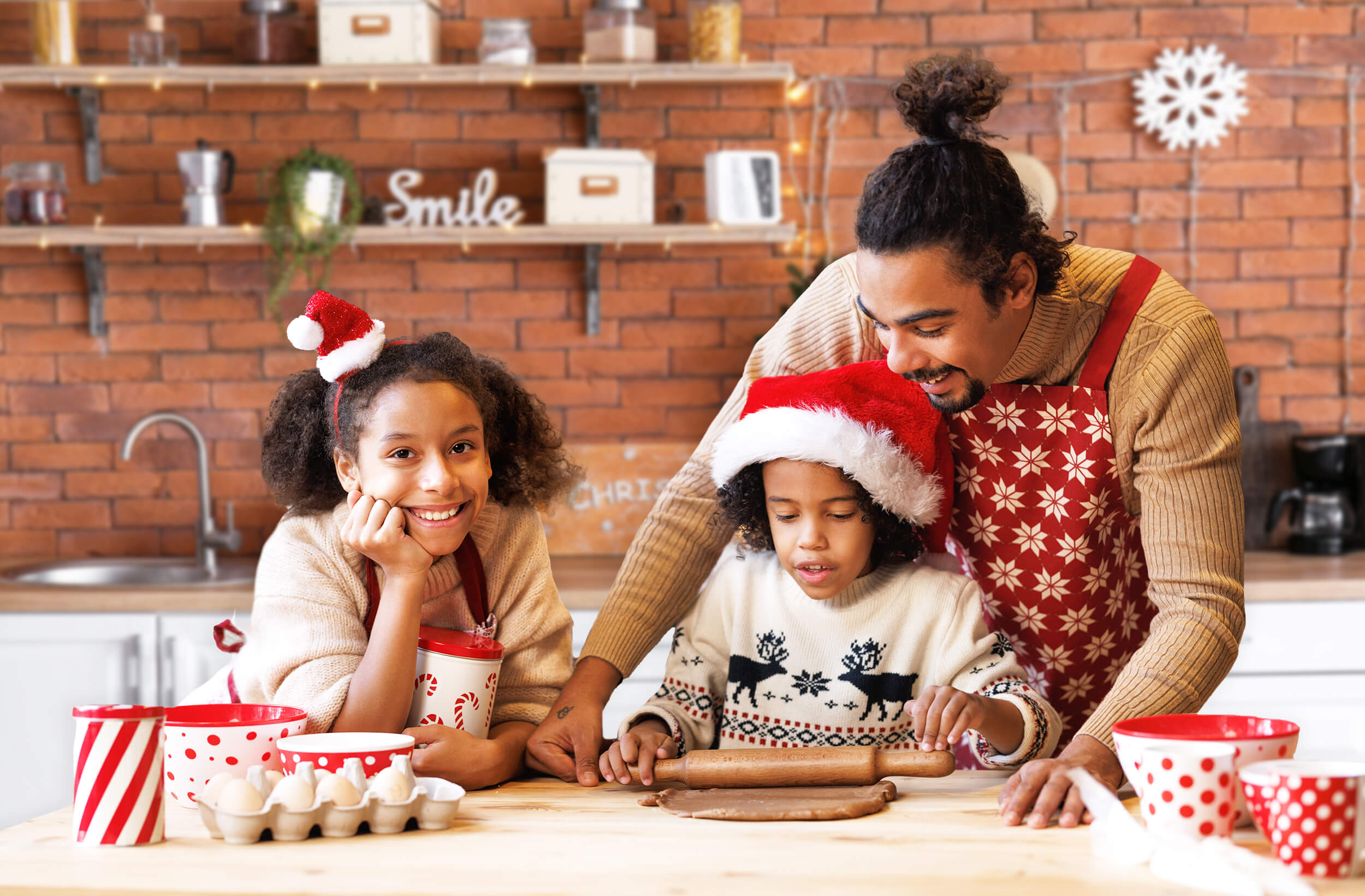 Christmas Brick Wall Kitchen Photography Backdrop M10-11