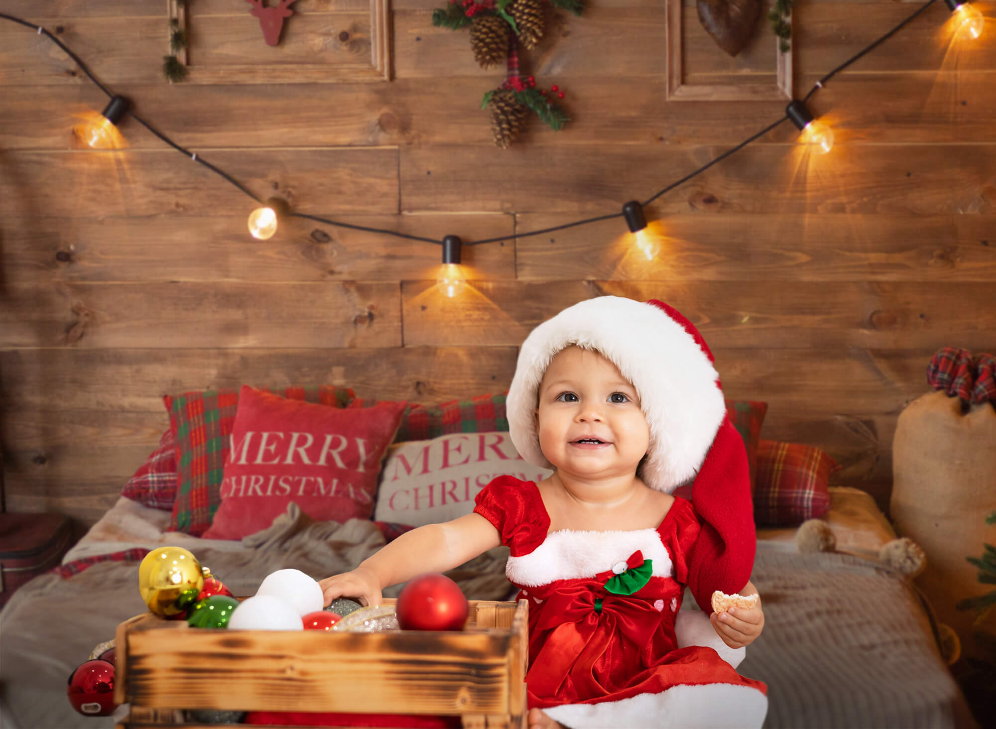 Christmas Cozy Headboard Photography Backdrop M10-26