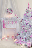 Christmas Tree Fireplace Interior Decoration Backdrop