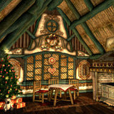 Santa Claus Room Christmas Tree Backdrop