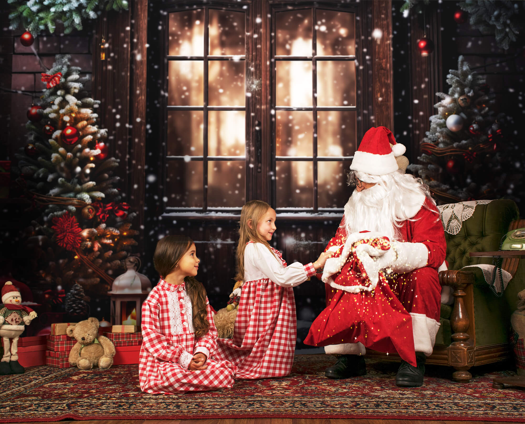 Christmas Door Snowy Night Studio Backdrop M10-52