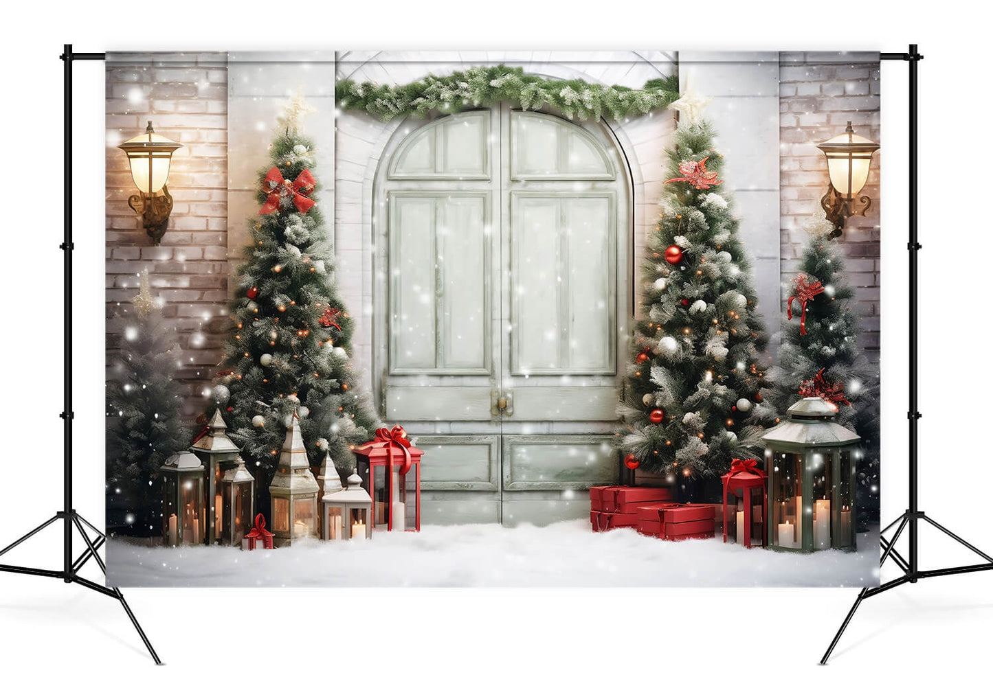 Christmas Trees Snowy Door Wall Backdrop M10-57 – Dbackdrop