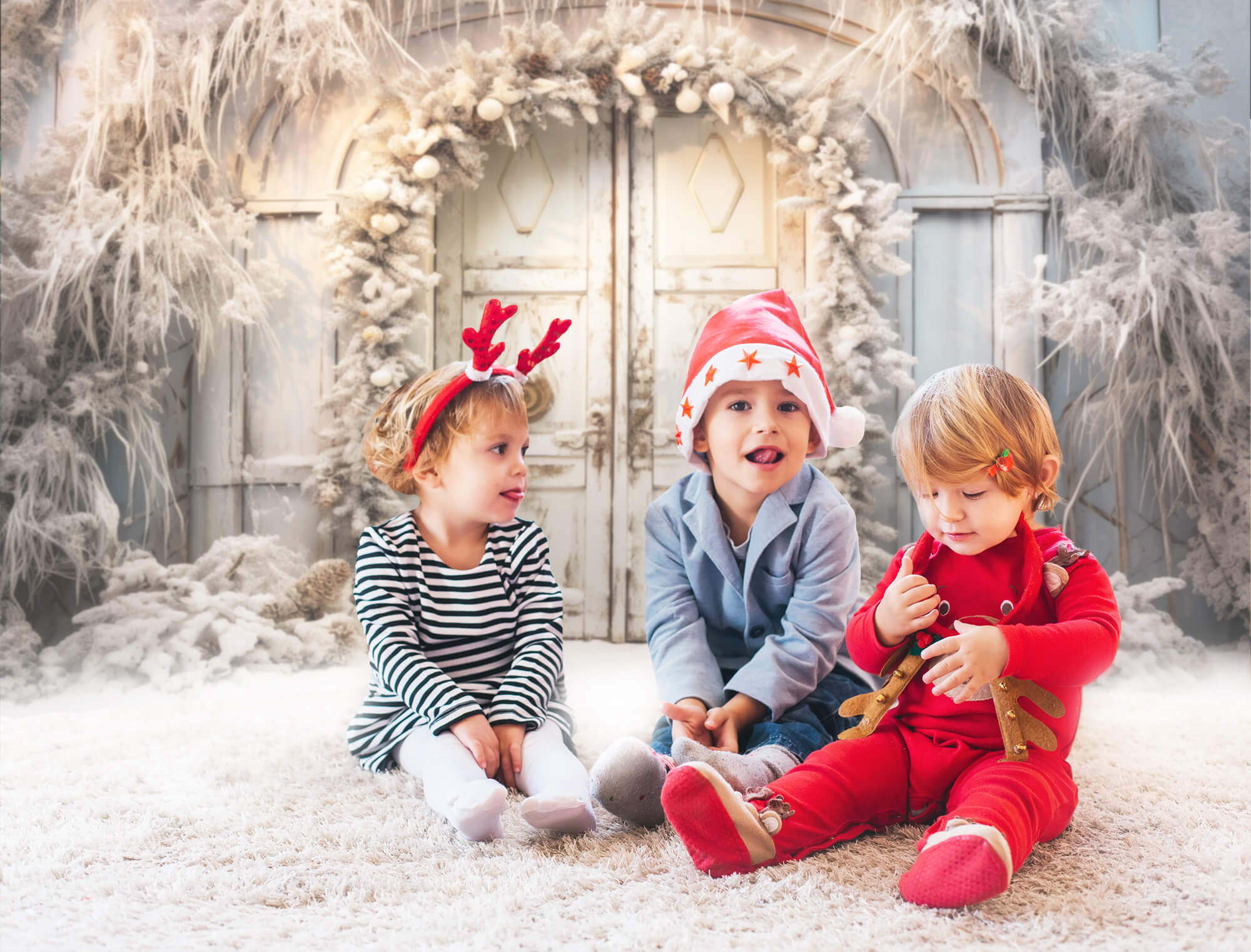 Winter Christmas Rustic Door Photo Backdrop M10-60