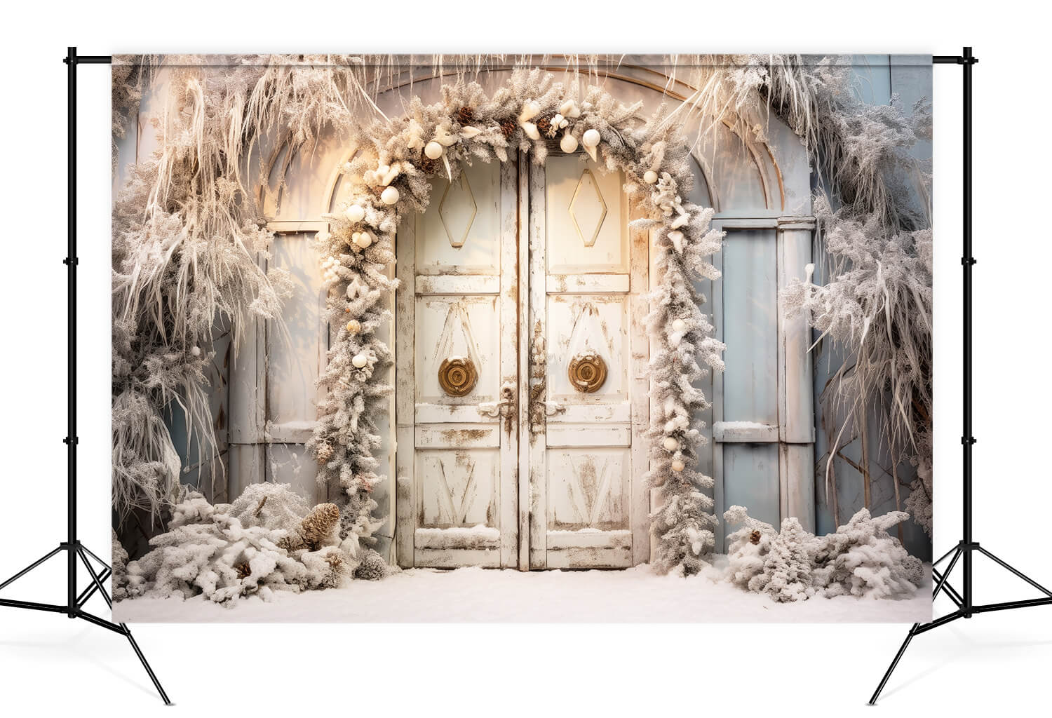 Winter Christmas Rustic Door Photo Backdrop M10-60