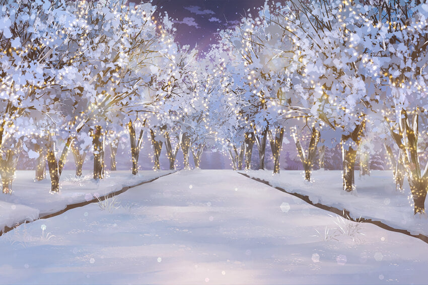 Winter Snow Forest Wonderland Scenery Backdrop