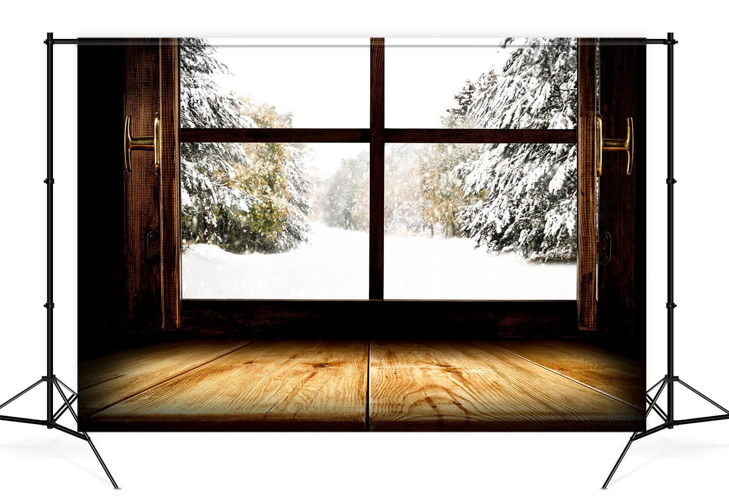 Winter Snowy Forest Window View Backdrop M10-65