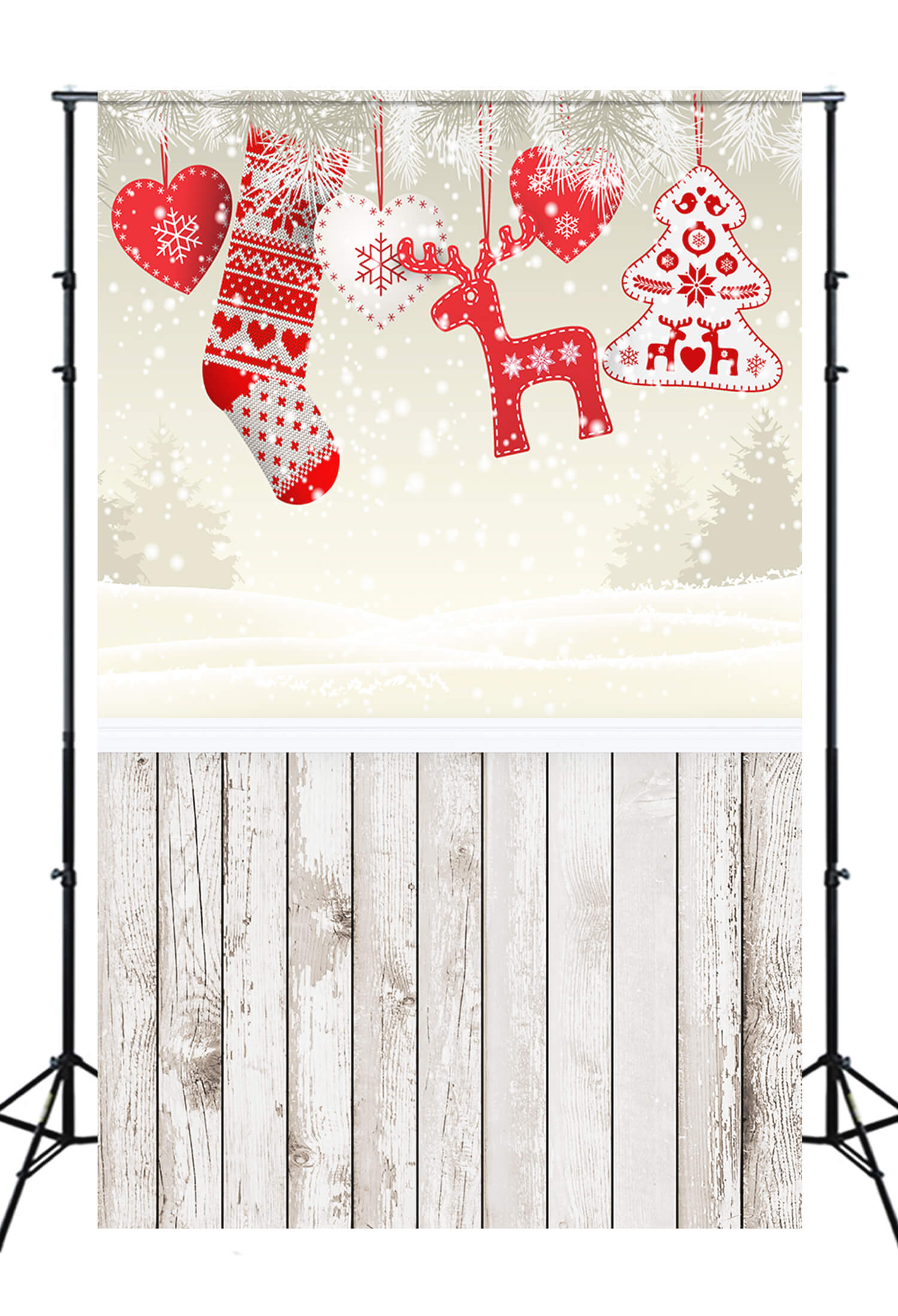 Christmas Stocking Decor Wooden Floor Backdrop M10-77