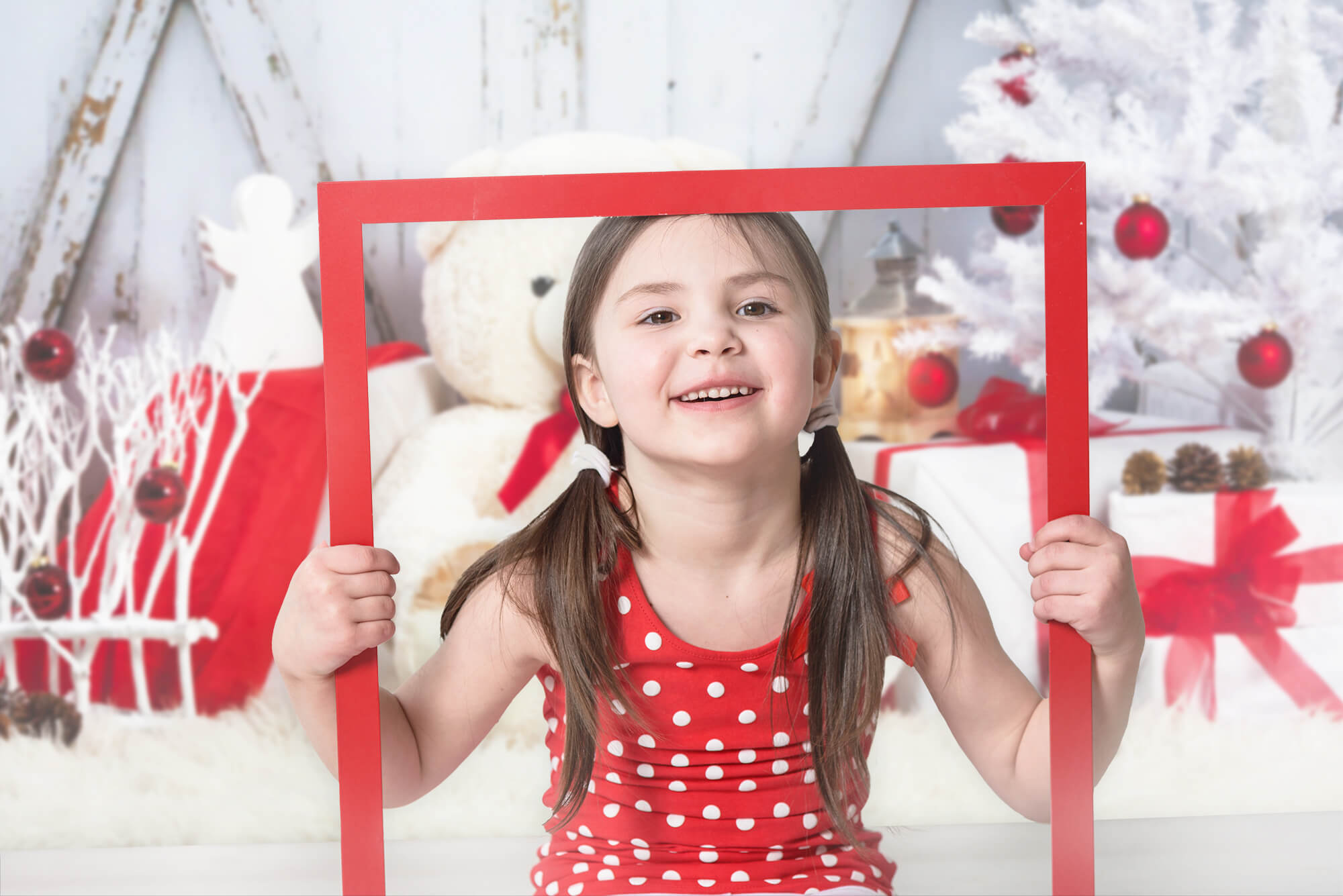 Christmas Tree Toy Bear Barn Door Backdrop M11-07