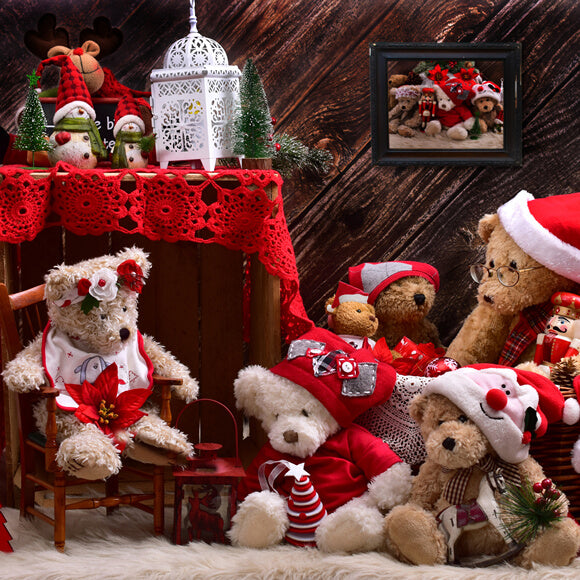 Christmas Teddy Bears Backdrop for Photography M11-08