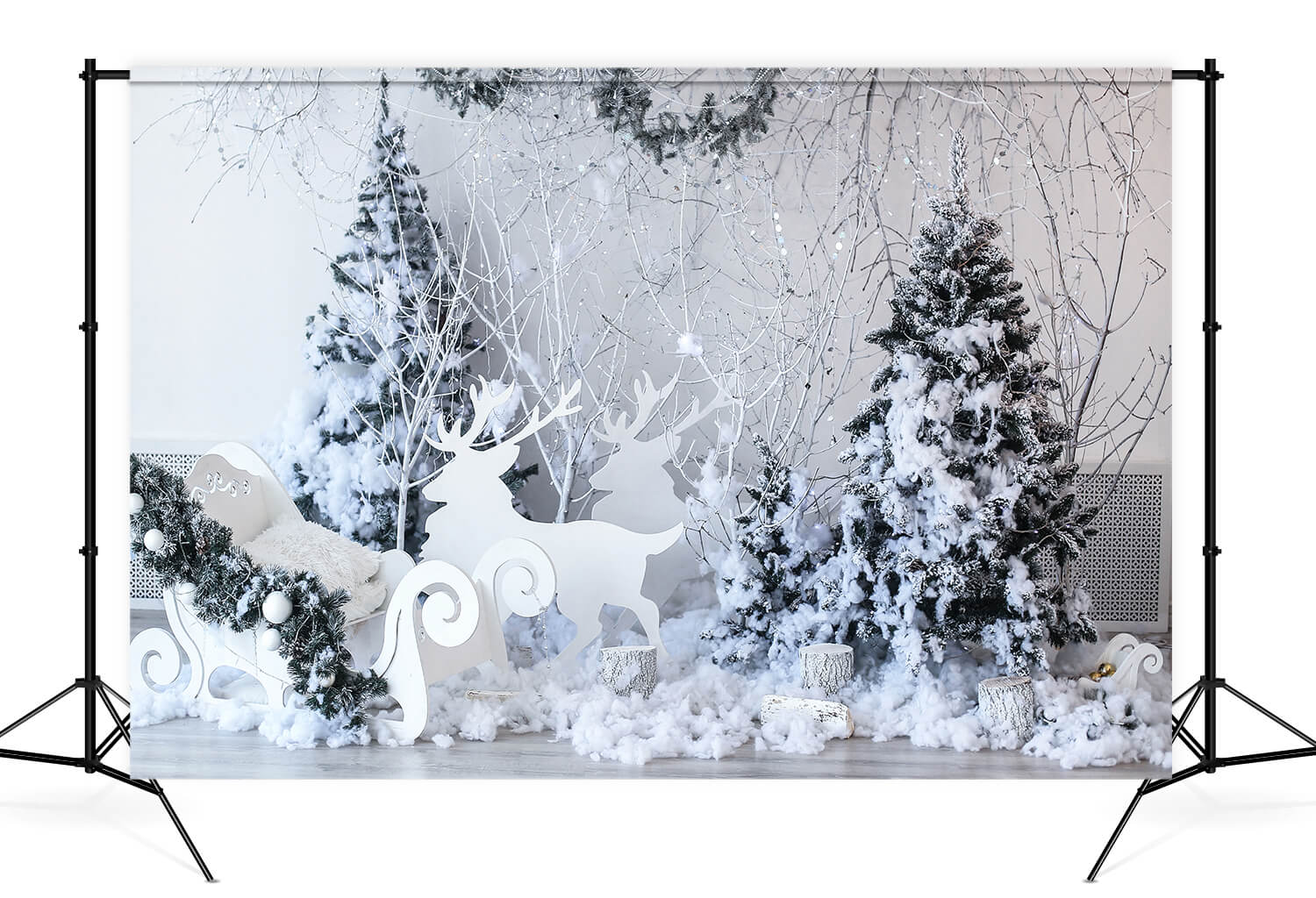 Snowflake Christmas Tree Sleigh Elk Backdrop M11-19