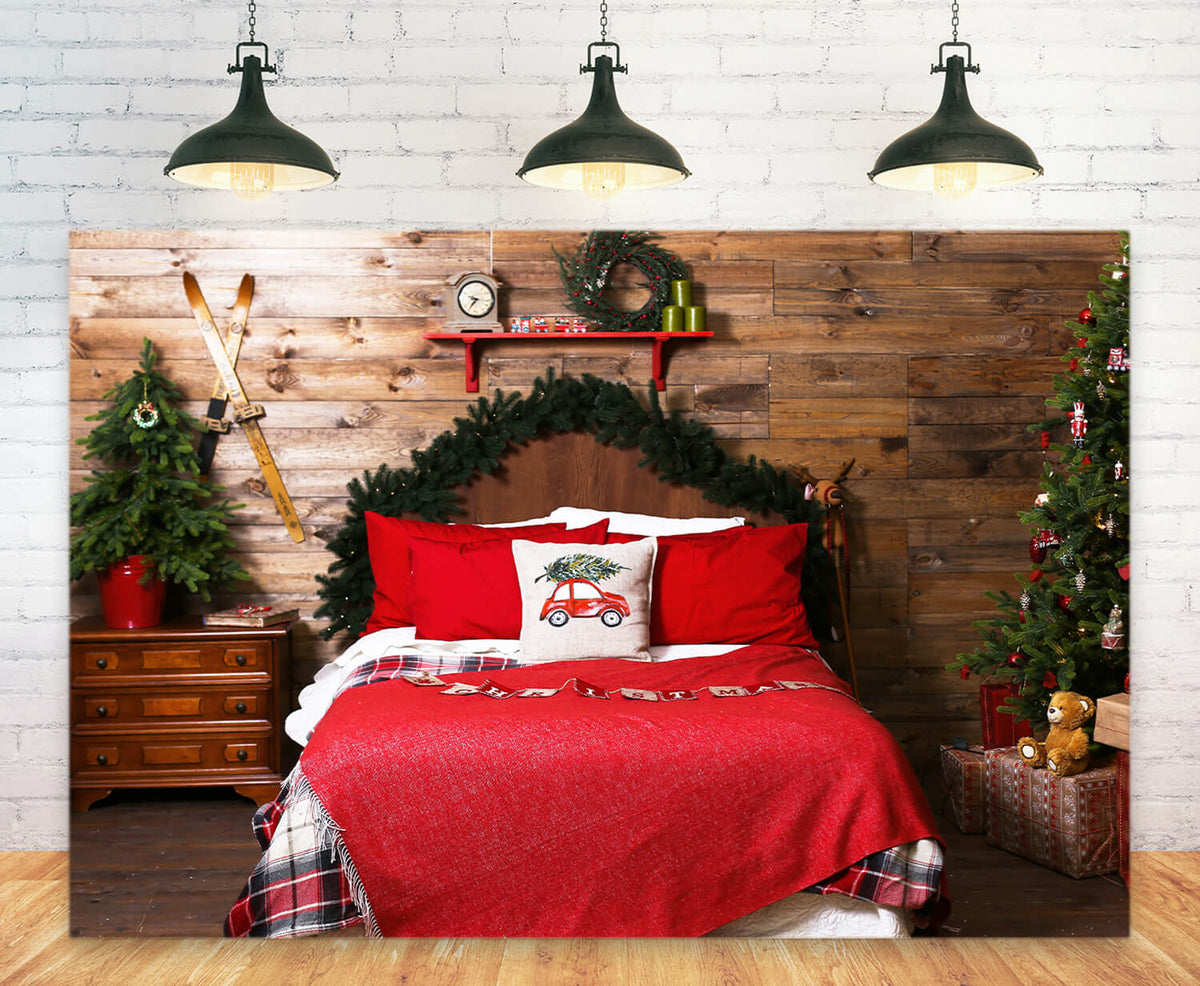 Christmas Bedroom Retro Wooden Wall Backdrop M11-34