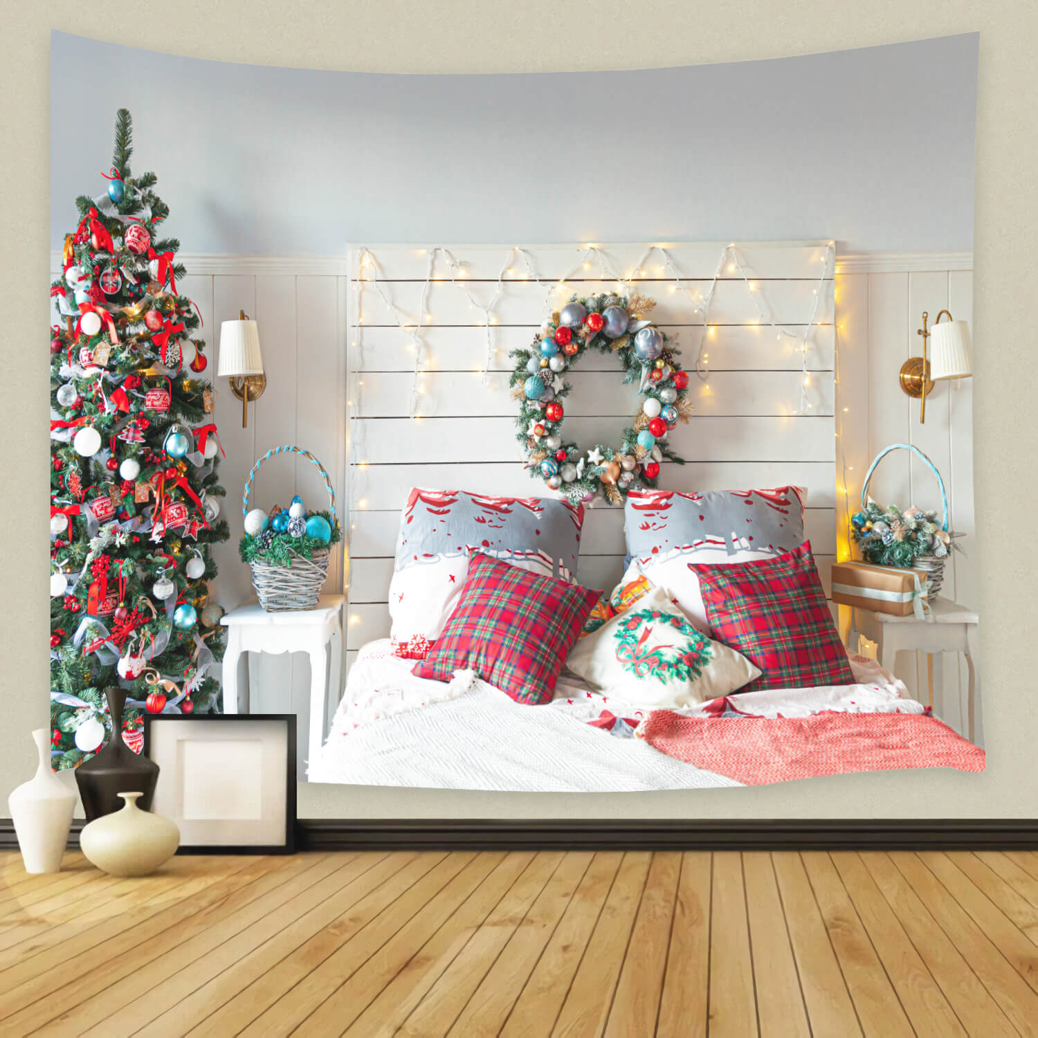 Christmas Tree Decorated Room Interior Backdrop M11-37