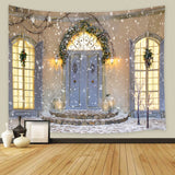 Snowflake Christmas House Porch Door Backdrop M11-44