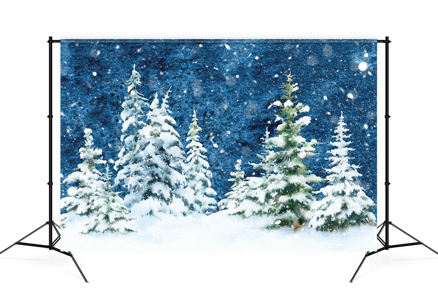 Winter Spruce Forest Snow Watercolor Backdrop M11-46