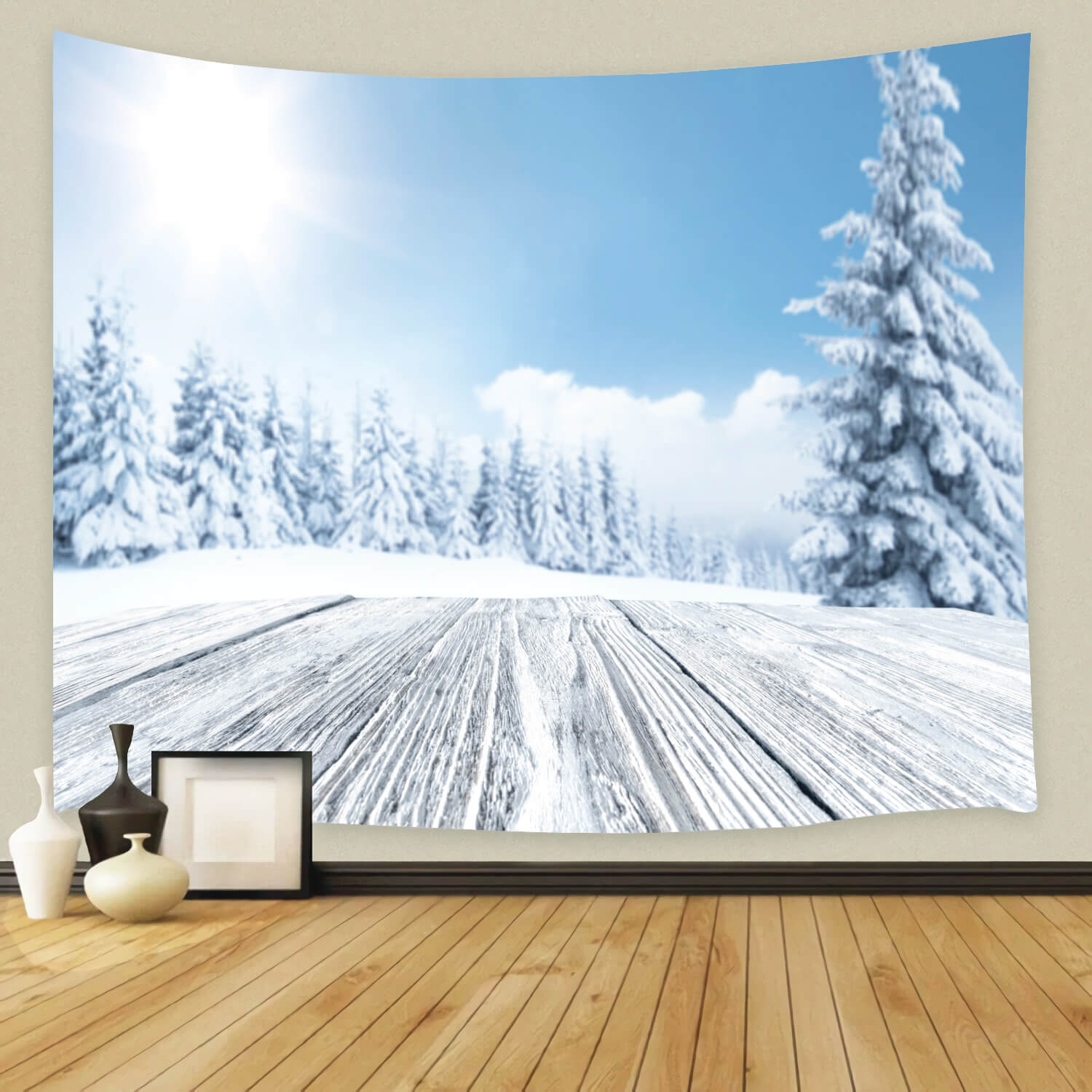 Winter Snowy Tree Woods Landscape Backdrop M11-48