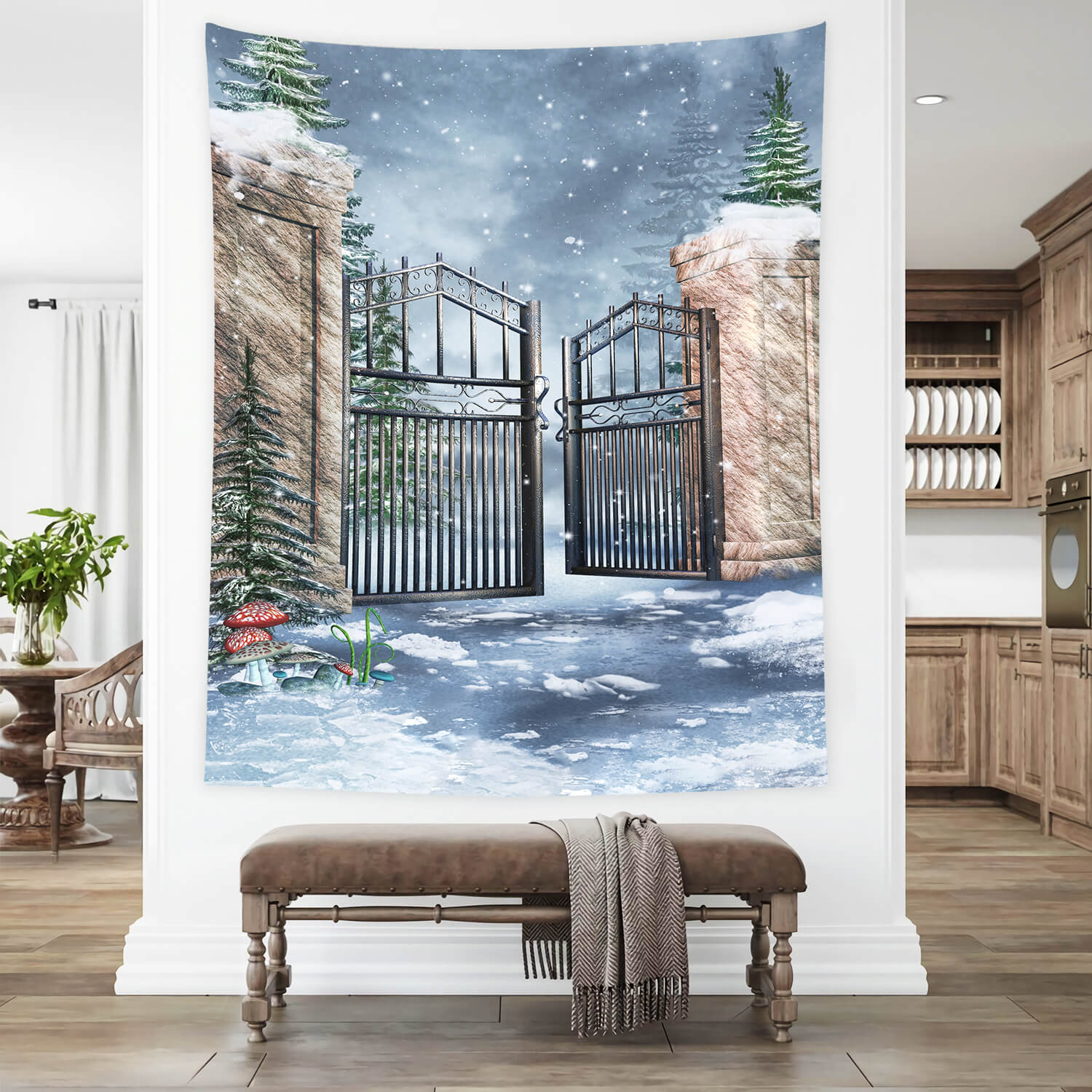 Fantasy Winter Snow Gate Forest Backdrop M11-52