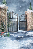 Fantasy Winter Snow Gate Forest Backdrop