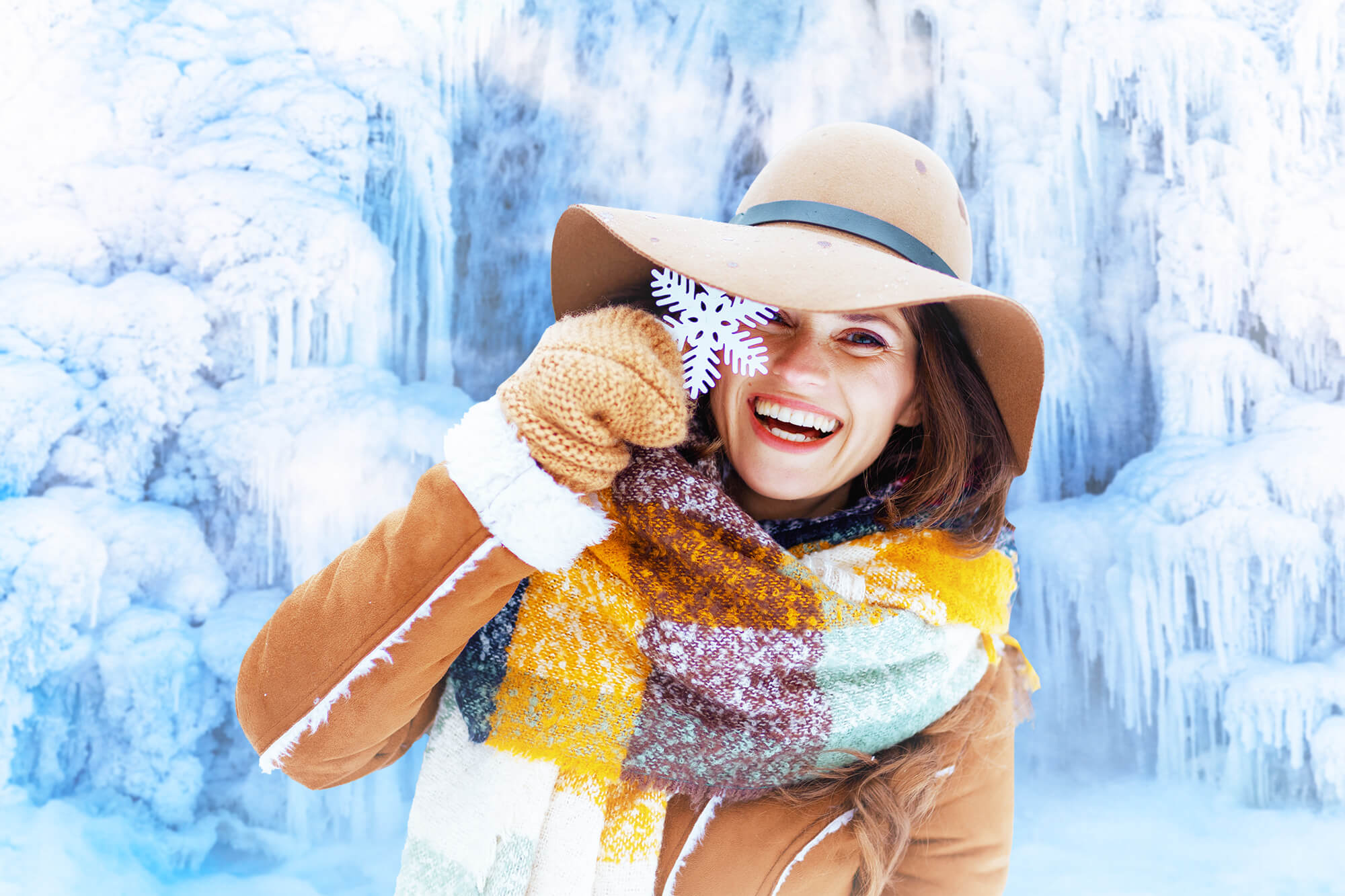 Winter Frozen Waterfall Photography Backdrop M11-54