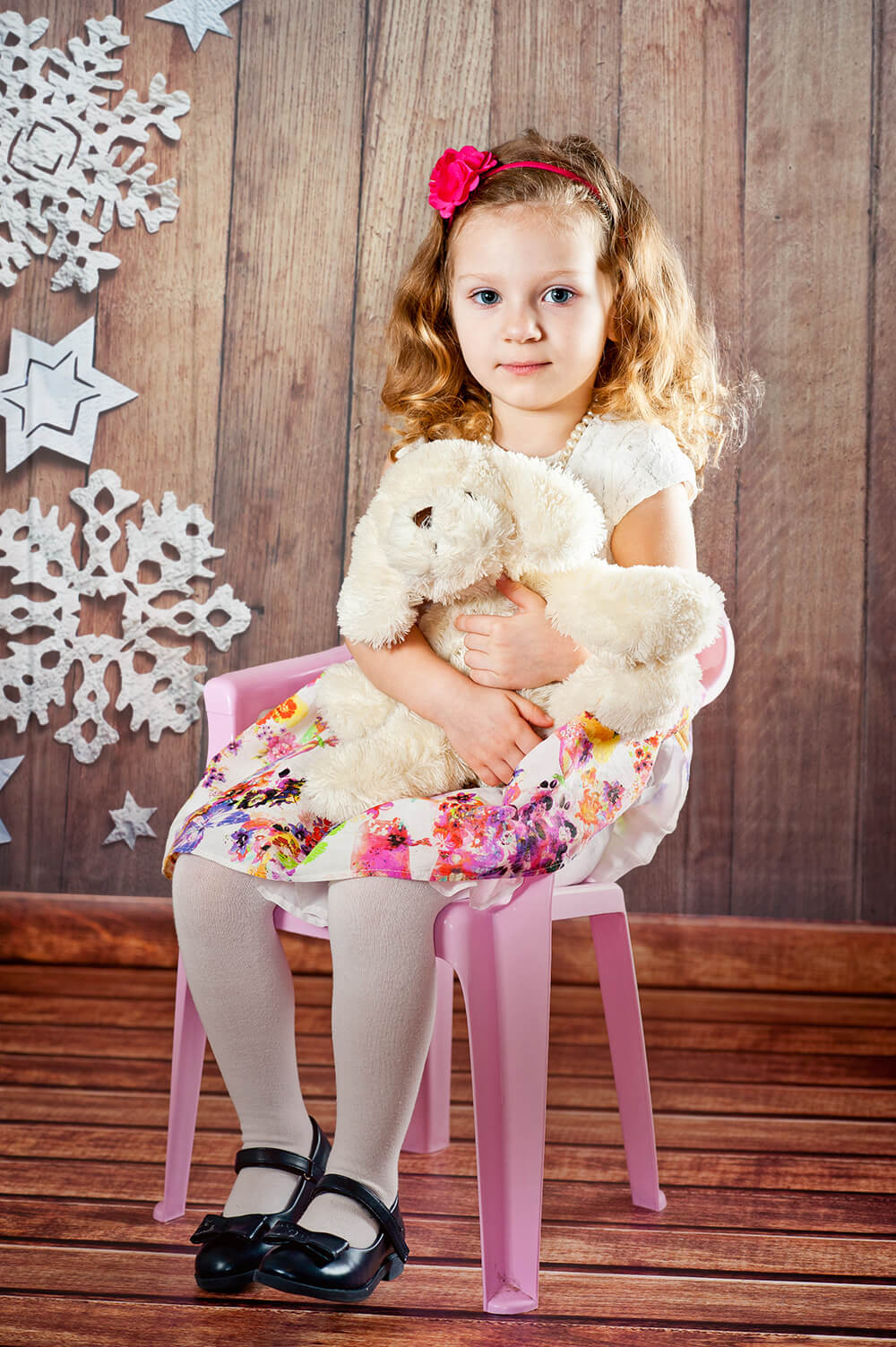 Rustic Snowflakes Wood Photography Backdrop M11-55