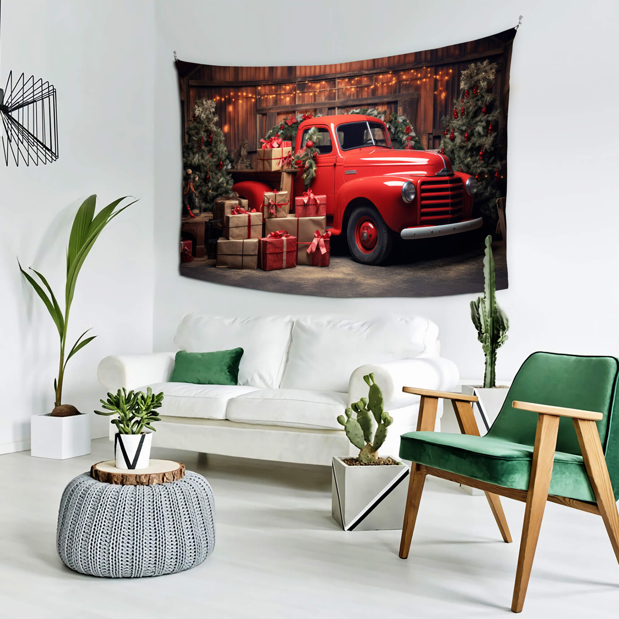 Christmas Gift Red Truck Backdrop for Photography M11-56