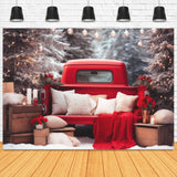 Vintage Christmas Red Car Snowy Forest Backdrop M11-57