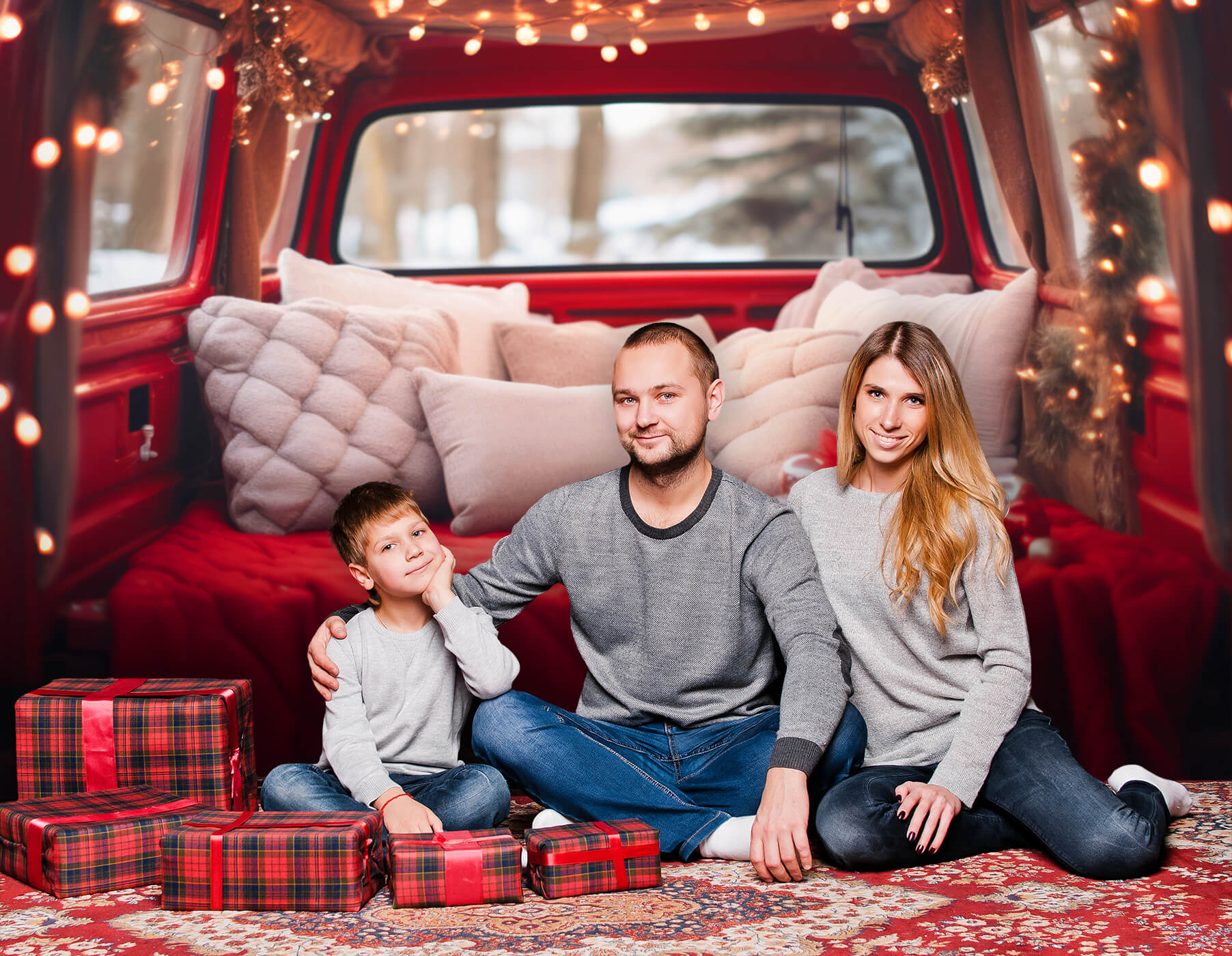 Winter Christmas Red Truck Studio Backdrop M11-59