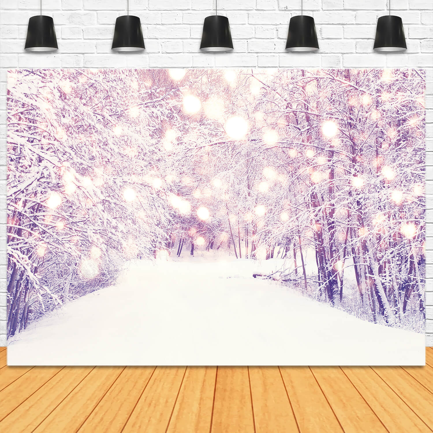 Winter Snowy Forest Path Landscape Backdrop M11-62