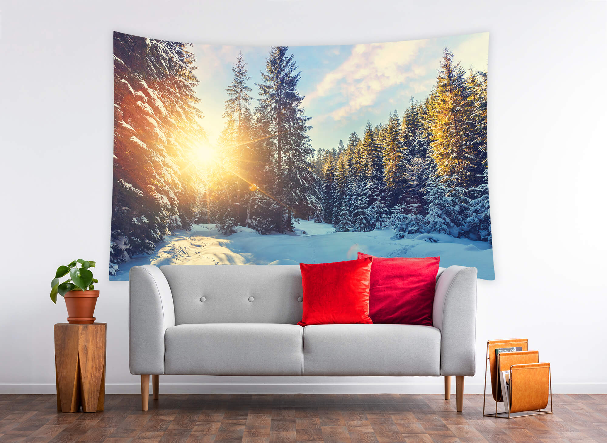 Winter Forest Snow Sunshine Scenery Backdrop M11-63