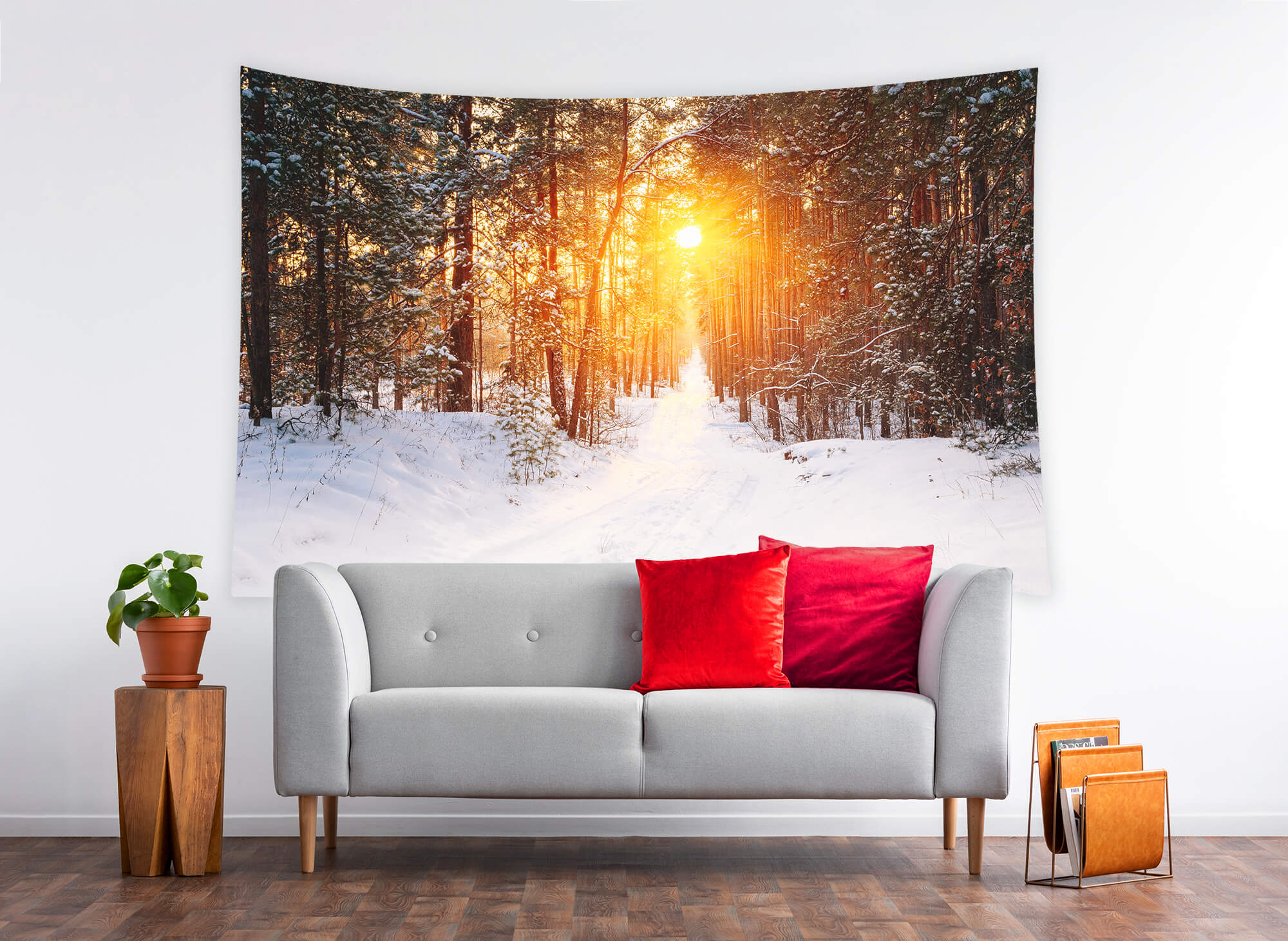 Winter Forest Sunrise Glow Landscape Backdrop M11-65