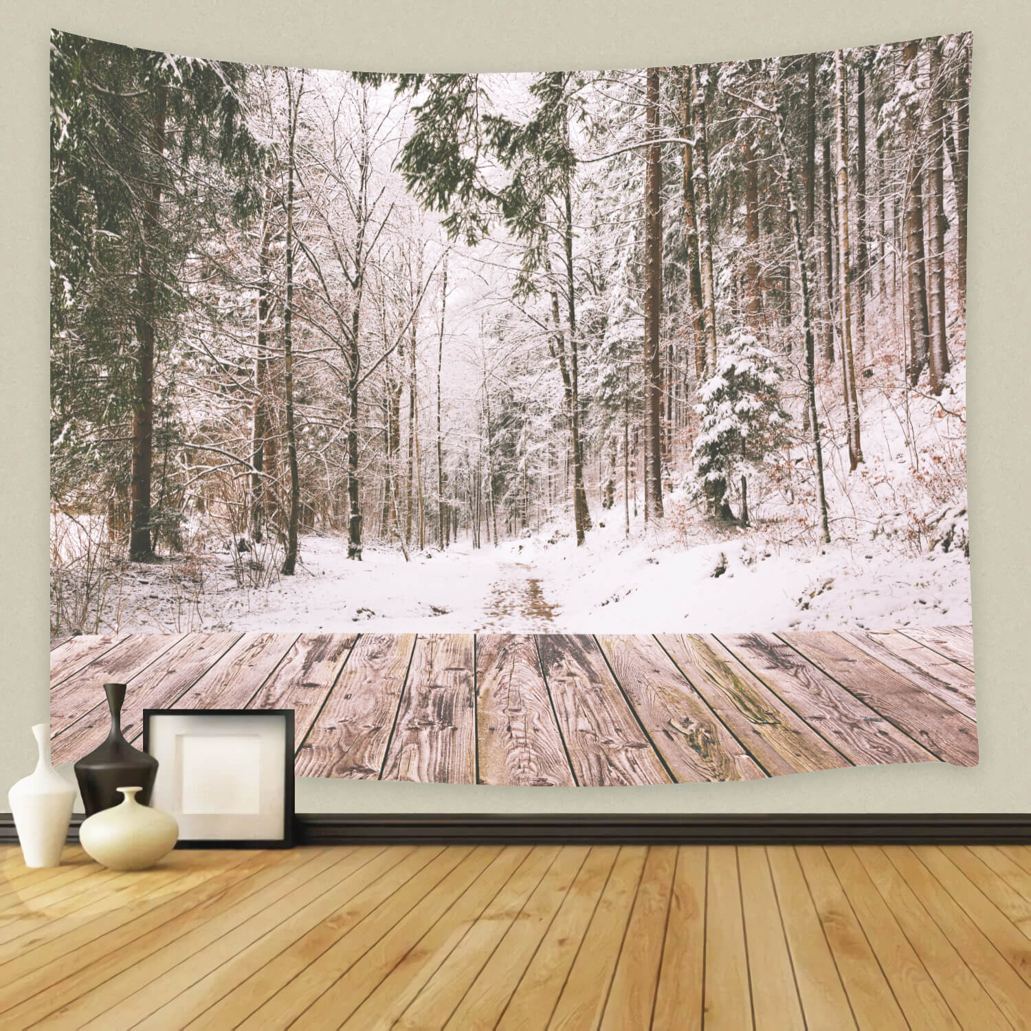 Winter Snow Forest Landscape Wood Backdrop M11-73