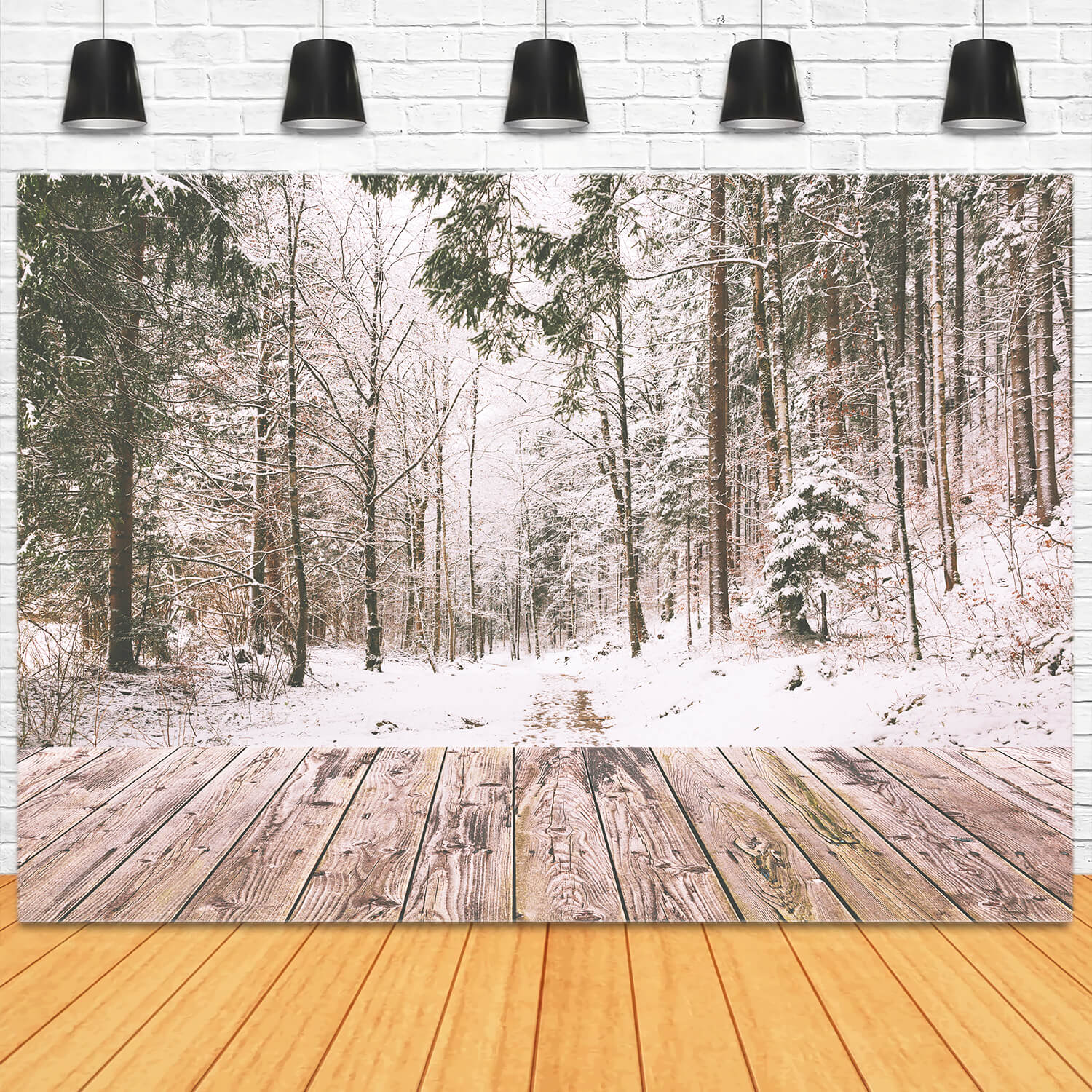 Winter Snow Forest Landscape Wood Backdrop M11-73