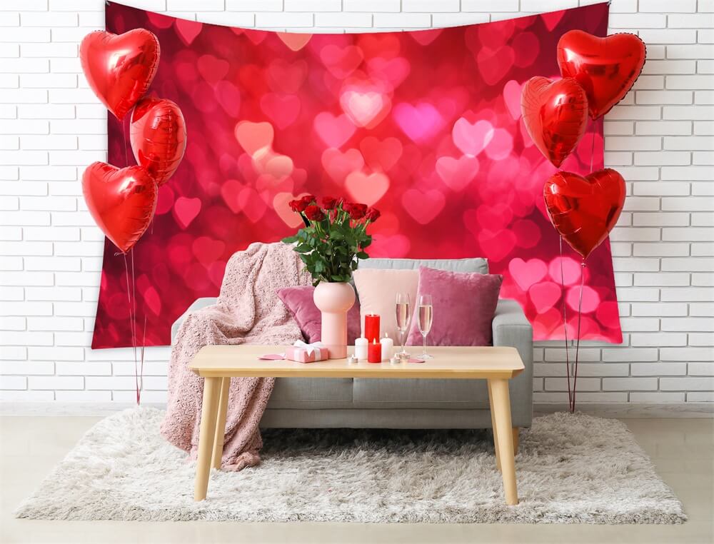 Valentine's Day Spread All Over Red Heart Halo Romantic Love Backdrop M12-09